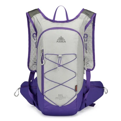 AZELA A1385 18L Lightweight Hiking Backpack with Water Hydration System and Reflective Design for Outdoor Trekking Cycling - Gray