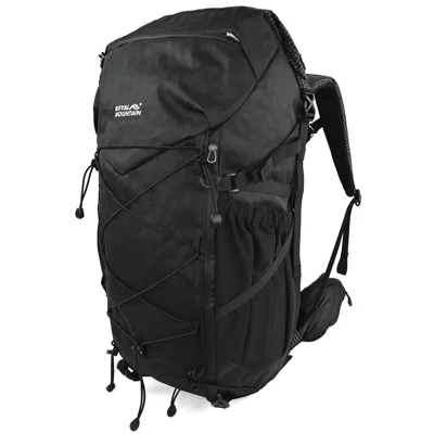 ROYAL MOUNTAIN 1343 Roll-Top 50L Nylon Hiking Backpack Waterproof Breathable Honeycomb Back Panel Laptop Compartment - Black