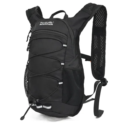 1388 Wasserabweisender Nylon 15L Rucksack mit Reflektierenden Streifen für Wandern und Reisen - Schwarz