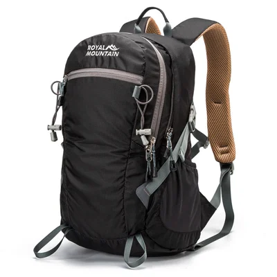 ROYAL MOUNTAIN 30L Nylon Hiking Backpack Water-Resistant Honeycomb Breathable Back Panel for Outdoor Travel - Black