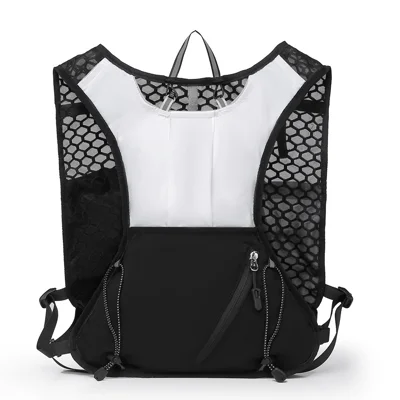 Hydration Vest Oxford Fabric Waterproof Breathable Reflective Backpack with 2L Water Bladder for Cycling Marathon Hiking Trail Running - White+Black