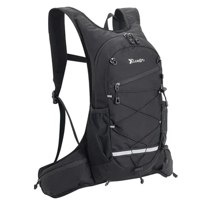 JUNLETU Laufende Polyester-Weste Rucksack Wandern Radfahren Rucksack Wasserflasche-Tragetasche Große Kapazität Schultertasche - Schwarz