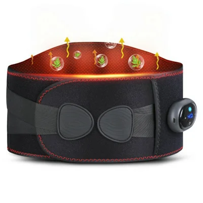 YF-FR069 Graphene Heating Therapy Waist Belt Vibration Massage Cordless Electric Lumbar Support - Black