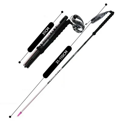 KODENOR 1 stk 110 cm Vandrestok i kulfiber + aluminiumslegering ultralys 4-dels foldbar vandrestok - Pink