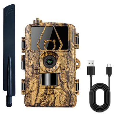 PR801LTE 8K Trail Kamera 4G LTE 60MP PIR Bevægelsesdetektering Nattevision IP66 Vandtæt Jagtkamera til Overvågning af Vildt og Sikkerhed - Camouflage