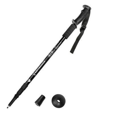 Pólo de Caminhada de 3 Secções em Alumínio 6061, 65-135 cm, com Amortecedor e Punho EVA para Caminhadas - Preto