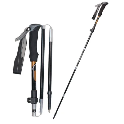 NECASIL 5 Secções Bastão de Caminhada em Fibra de Carbono Dobrável 34-125 cm com Pega EVA e Sistema de Bloqueio 3LS para Caminhadas - Preto