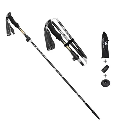 NECASIL N85 Pólo de Caminhada Dobrável de 5 Secções, Pólo de Trekking Ajustável em Liga de Alumínio 7075 T6 para Caminhadas - Preto