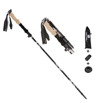Bâton de randonnée anti-dérapant NECASIL N88 33-125 CM en alliage d'aluminium pliable - Noir