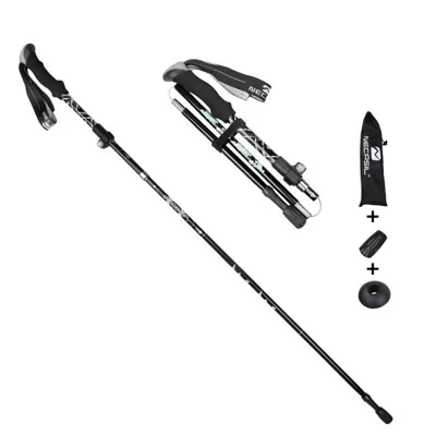 NECASIL N82 Bastão de Trekking de Liga de Alumínio de 5 Seções Outdoor Camping 32-125CM Bastão de Caminhada Dobrável - Preto