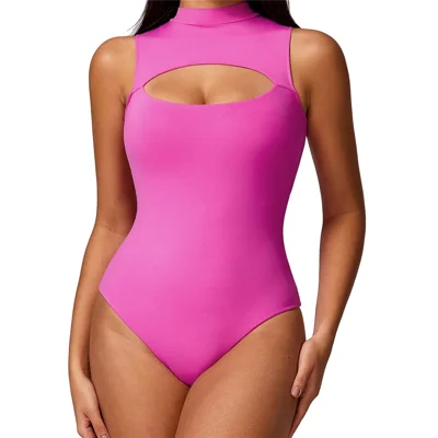 8629 Effen Kleur Strakke Fit Yoga Jumpsuit Vrouwen Dans Fitness Kleding Jumpsuit - Roze M