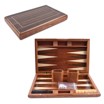 Wooden Backgammon Game Toy Solid Wood Baccarat Chess Set, 13-inch Board