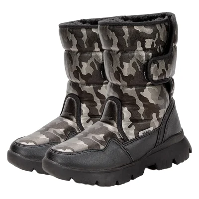 Men's Winter Snow Boots PU Faux Fur Lined TPR Sole 3.5cm Heel Waterproof Slip Resistant Warm Footwear for Snow - 39