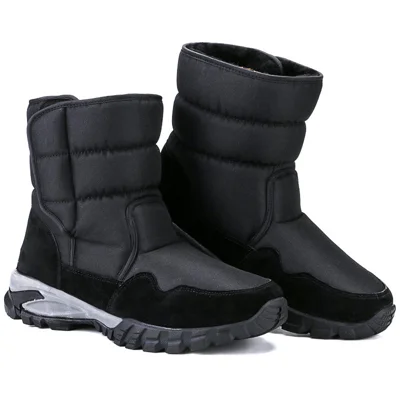 Men's Snow Boots 600D Nylon Water-Repellent Thick Fleece Lined Anti-Slip Rubber Sole for Winter Outdoor Use - 40