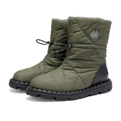 Men Women Mid-Calf Winter Snow Boots Anti-Slip Wear-Resistant Warm Drawstring Shoes for Winter Wear - 35