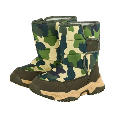 Camouflage Snow Boots Synthetic Leather + Waterproof Oxford Cloth Fleece-Lined Mid-Calf Shoes for Winter - 30