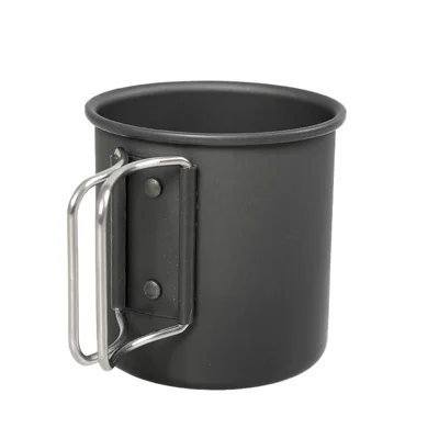 HK280 Portable Folding Mug Premium Aluminum Alloy Outdoor Camping Travel Cup with Handle Grip (BPA-free, No FDA Certificate) - Black