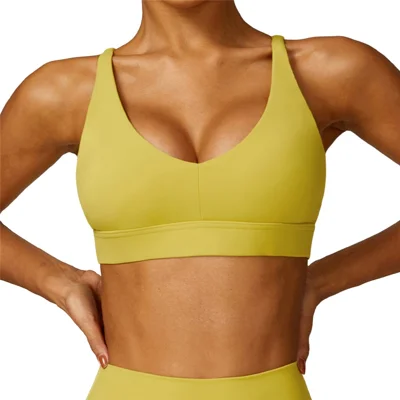 8552 Size L Women Tight-Fitting Yoga Running Shock-Proof Sports Bra Quick-Drying Fitness Vest - Yellow