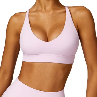 8552 Women Shock-Proof Sports Bra Tight-Fitting Yoga Running Fitness Vest - Pink S