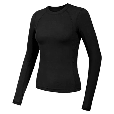 GOLOVEJOY JDY10 Women Long Sleeve Yoga Top for Fitness Running Seamless Bottom Shirt Athletic Wear - Black S
