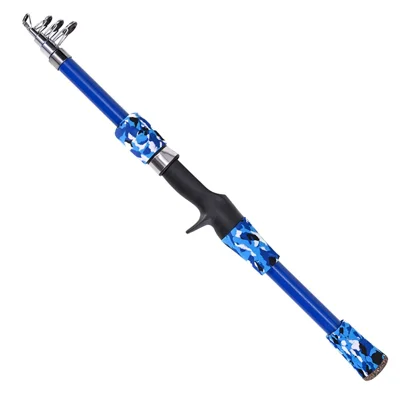 28258 165cm Retractable Fiberglass Fishing Pole Gun Handle Portable Spinning Fishing Rods - Blue