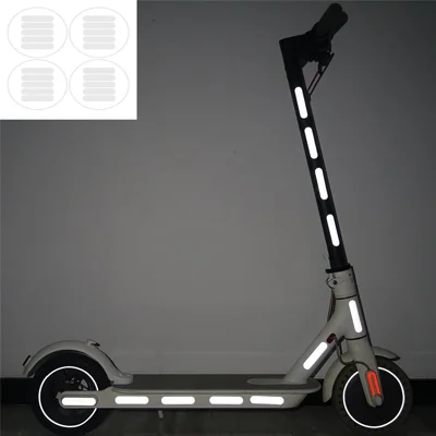 Scooter Body Wheel Night Safety Reflective Stickers Set [20Pcs Stickers + 4Pcs Four-sided Wheel Stickers] voor XIAOMI MIJIA M365/M365 Pro Scooter - Wit