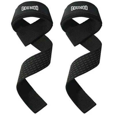GOUNOD J46 1 Pair Deadlift Hand Straps Weightlifting Powerlifting Pull-Ups Wrist Support Non-Slip Grip Bands - Black