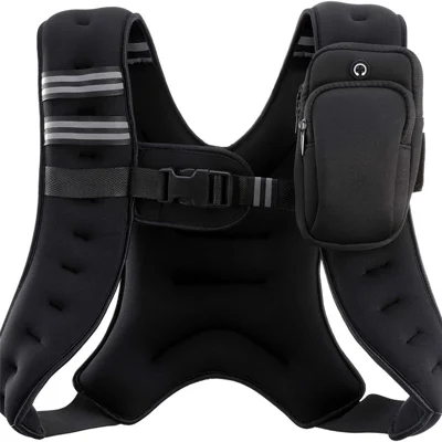 Gilet lesté 12 lb, gilet d'entraînement réglable avec sacs de sable de fer pour renforcement musculaire, cardio et remise en forme - Noir