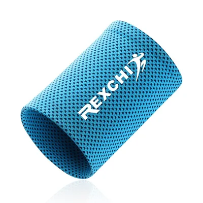 REXCHI HW02 1Pc Summer Cooling Wristband Men Women Sports Wrist Brace Support Sweatband - Blue / S