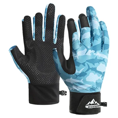 GOLOVEJOY DB73 1 Pair Outdoor Fishing Gloves Anti-Skid Breathable Ice Silk Gloves - Blue Ocean L