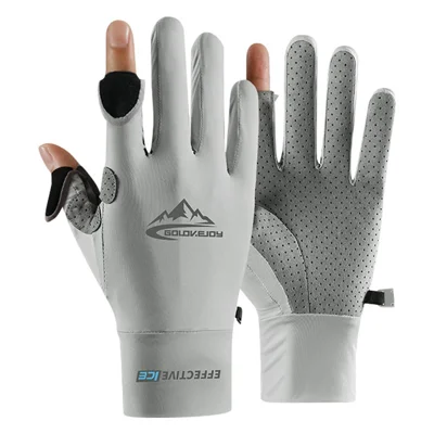 GOLOVEJOY XG59 1 Pair Fishing Gloves Touch Screen Function Elastic Gloves Hand Cover - Grey / L