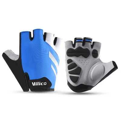 VILICO A0066V 1 Pair Size XL Cycling Fitness Fishing Gloves Shock Absorbing Anti Slip Half Finger Gloves - Blue