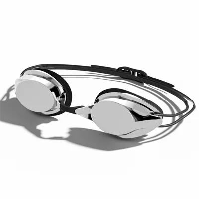 692 Adult Swimming Goggles Competition Racing Electroplated Swim Glasses with 2 Nose Bridges - Black