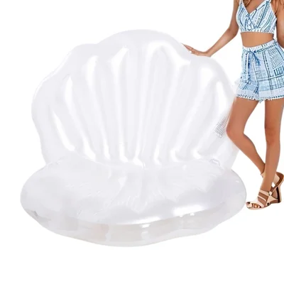 Inflatable Scallop Shell Pool Float Lounger Portable Water Relaxation Chair with Pearl Ball