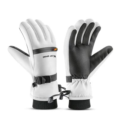 WEST BIKING YP0211271 Waterproof Ski Gloves Winter Windproof Touch Screen Cycling Mittens with Zipper Pocket - White / S