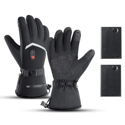 A0110 3 Levels Heated Gloves for Winter Outdoor Sports Windproof Touchscreen Mittens with 2 Empty Battery Box