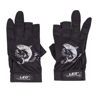 27780 1Pair 3-Finger Fishing Gloves Anti-Slip Quick Dry Gloves for Outdoor Sports Angling - Black