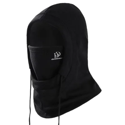 Conjunto de Gorro y Bufanda de Invierno para Hombre y Mujer, Balaclava Impermeable de Lana Polar, Máscara Facial, Protector para el Cuello para Esquí y Ciclismo - Negro