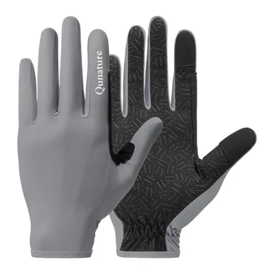 QUNATURE S425 Outdoor Handschuhe UPF50+ Sonnenschutz rutschfeste Touchscreen-Handschuhe für Wandern, Radfahren, Angeln – Dunkelgrau | S