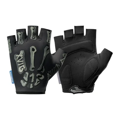 ROCKBROS S426-1 Guantes Ciclismo Dedo Corto Absorción SBR Transpirables para Bicicleta Carretera y Montaña - Negro|S