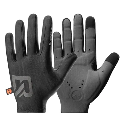ROCKBROS S399 Guantes de Ciclismo con Dedos Completos, Mitones con Absorción de Impactos para Bicicleta de Carretera y Montaña - Negro / S