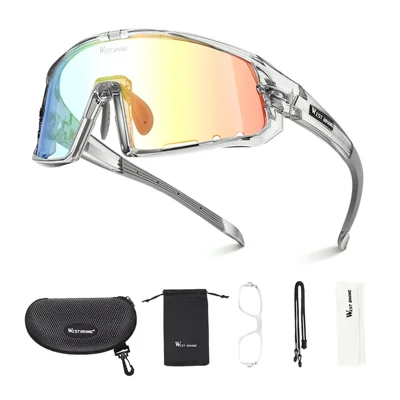 WEST BIKING YP0703168 Photochromic Cycling Glasses UV400 Anti-Blue Light Eyewear for Cycling Running Hiking - Clear