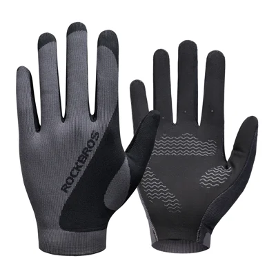ROCKBROS S423 Fahrradhandschuhe mit Vollfingern, Touchscreen, atmungsaktiv, Silikon, rutschfest, für Mountainbiken – S