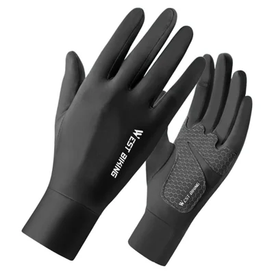 WEST BIKING YP0211286 Guanti da Ciclismo Donna UPF50+ in Nylon + Spandex con Grip in Silicone e Funzione Touchscreen - Nero