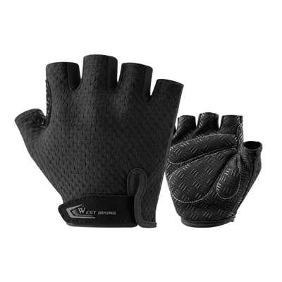 WEST BIKING YP0211218 Kids Half Finger Cycling Gloves Anti-Slip Shock Absorbing Breathable Mesh for Cycling - Black | S