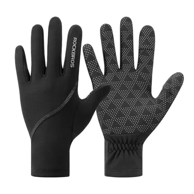 ROCKBROS Full Finger Cycling Gloves Fleece Lined Silicone Grip Touchscreen Windproof for Cycling Running