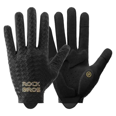 ROCKBROS S427-1 Full Finger Cycling Gloves with SBR Shock Absorbing Palm Pads Touchscreen Support - Black / S