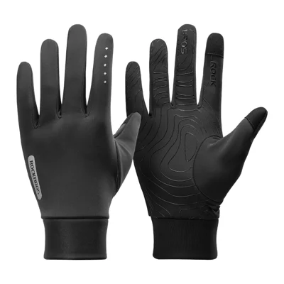 ROCKBROS S400 Winter Gloves Touchscreen Anti-Slip Silicone Windproof Fleece Lined Full Finger Gloves for Cycling Running Hiking