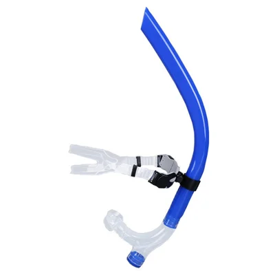 S16S Front-Mount Snorkel, One-Way Drain Valve, Anti-Slip Goggle Strap, Silicone Mouthpiece for Swim Training and Snorkeling - Blue
