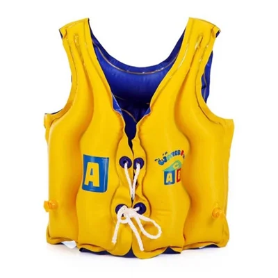 Inflatable Buoyancy Vest 0.25mm PVC Dual Air Chambers Drawstring Life Jacket for 0-6 Years Old Swimming Beginners - Yellow